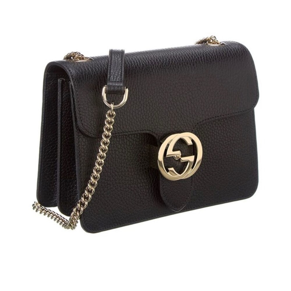 Gucci Black and Gold Crossbody Bag with Iconic GG Logo